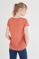 Bayan Turuncu U Yaka Tişört