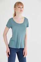 Bayan Yeşil U Yaka Tişört