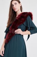 Bayan Bordo Kürk Yaka