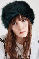 Bayan Yeşil Kürk Boyunluk ve Saç Bandı