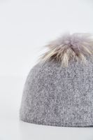 Bayan Gri Ponponlu Şapka