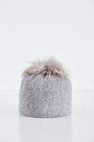 Bayan Gri Ponponlu Şapka