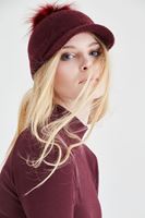 Bayan Bordo Ponponlu Şapka