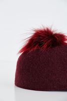 Bayan Bordo Ponponlu Şapka