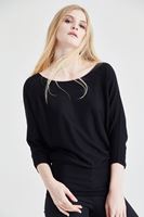 Bayan Siyah Yarasa Kol Triko