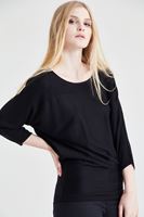 Bayan Siyah Yarasa Kol Triko