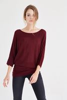 Bayan Bordo Yarasa Kol Triko