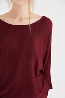 Bayan Bordo Yarasa Kol Triko