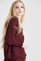 Bayan Bordo Yarasa Kol Triko