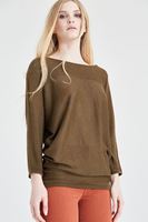 Bayan Yeşil Yarasa Kol Triko