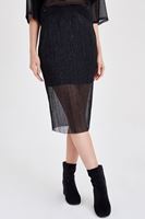 Bayan Siyah Simli Etek