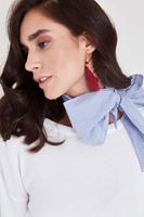 Bayan Mavi Çizgili Kurdele Fular