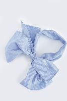 Bayan Mavi Çizgili Kurdele Fular