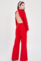 Bayan Kırmızı Sırt Detaylı Tulum