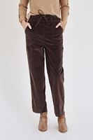 Bayan Kahverengi Beli Bağlamalı Kadife Pantolon