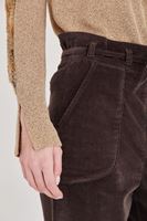 Bayan Kahverengi Beli Bağlamalı Kadife Pantolon