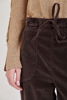 Bayan Kahverengi Beli Bağlamalı Kadife Pantolon