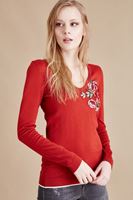 Bayan Turuncu V Yaka Çiçek İşlemeli Kazak