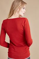 Bayan Turuncu V Yaka Çiçek İşlemeli Kazak