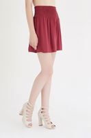 Bayan Bordo Beli Lastikli Şort