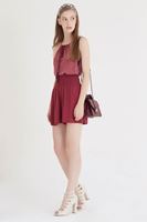 Bayan Bordo Beli Lastikli Şort