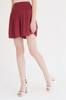 Bayan Bordo Beli Lastikli Şort