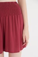 Bayan Bordo Beli Lastikli Şort