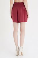 Bayan Bordo Beli Lastikli Şort