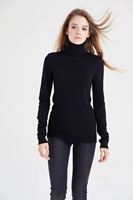 Bayan Siyah Balıkçı Yaka Kazak