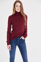 Bayan Bordo Balıkçı Yaka Kazak