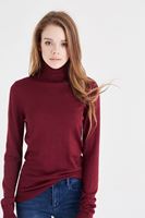 Bayan Bordo Balıkçı Yaka Kazak