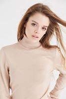 Bayan Kahverengi Balıkçı Yaka Kazak