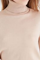 Bayan Kahverengi Balıkçı Yaka Kazak