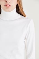 Bayan Krem Balıkçı Yaka Kazak