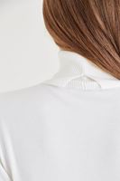 Bayan Krem Balıkçı Yaka Kazak