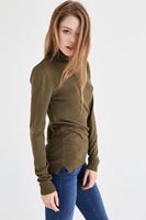 Bayan Yeşil Balıkçı Yaka Kazak