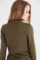 Bayan Yeşil Balıkçı Yaka Kazak