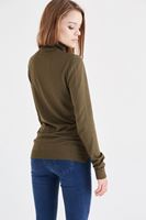 Bayan Yeşil Balıkçı Yaka Kazak