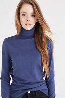 Bayan Lacivert Balıkçı Yaka Kazak