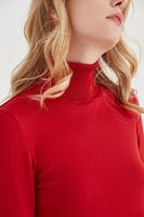 Bayan Kırmızı Balıkçı Yaka Kazak