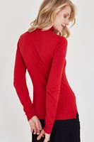 Bayan Kırmızı Balıkçı Yaka Kazak