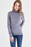 Bayan Gri Balıkçı Yaka Kazak