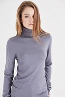 Bayan Gri Balıkçı Yaka Kazak