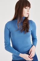 Bayan Mavi Balıkçı Yaka Kazak