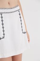 Bayan Krem Nakışlı Etek