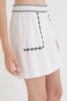 Bayan Krem Nakışlı Etek