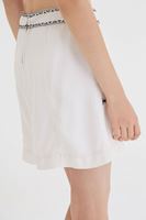 Bayan Krem Nakışlı Etek