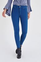 Bayan Mavi Yüksek Bel Esnek Pantolon