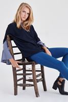 Bayan Mavi Yüksek Bel Esnek Pantolon