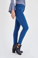Bayan Mavi Yüksek Bel Esnek Pantolon